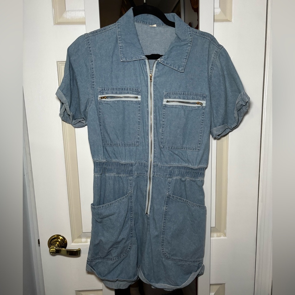 Denim Short Sleeve Romper